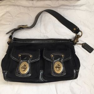 Authentic Like New Coach Black Canvas/Patent Purse