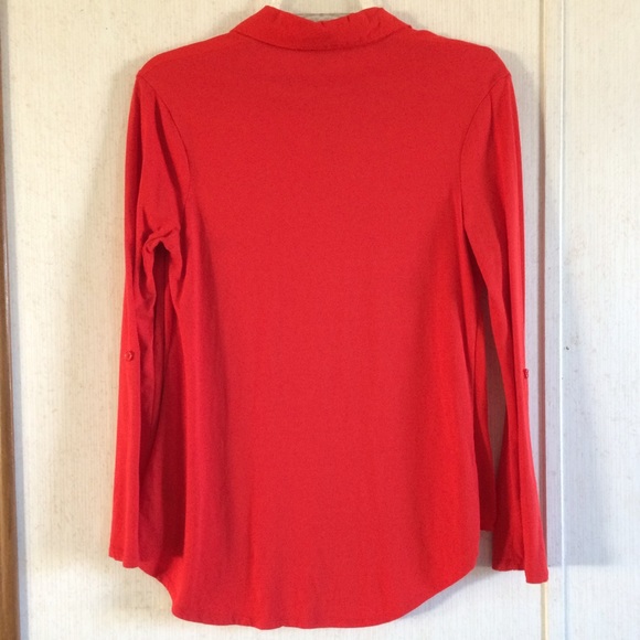Merona Red Mixed Media Popover Top - Picture 2 of 4