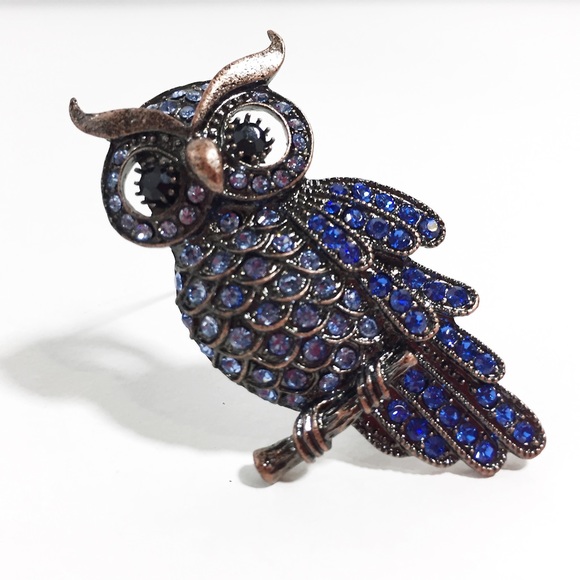 Sparkly Rhinestone Owl Pin - Picture 2 of 3