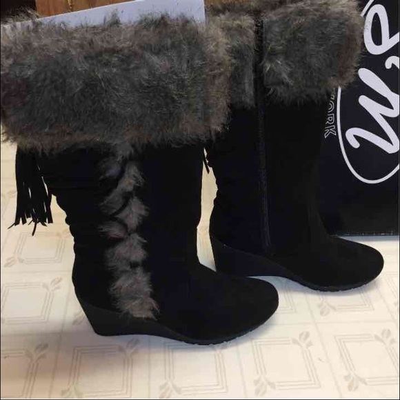 Black Wedge Boots