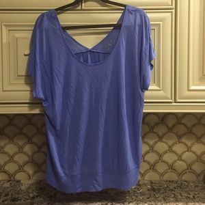 NY & Co. V-Back Banded Blouse Blue XL NWT
