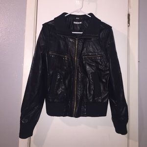 Vegan leather bomber jacket