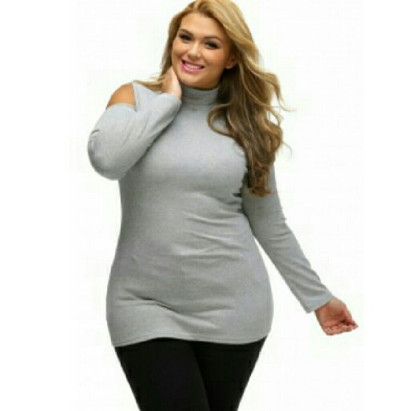 Boutique Sweaters - 🔴 🆑 [Large] Fitted Contour Cold Shoulder Top
