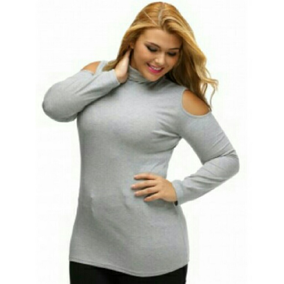 🔴 🆑 [Large] Fitted Contour Cold Shoulder Top - Picture 2 of 3