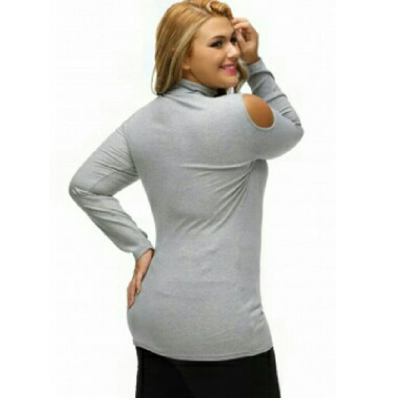 🔴 🆑 [Large] Fitted Contour Cold Shoulder Top - Picture 3 of 3