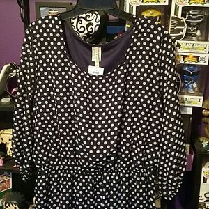 NWT Navy & White Polka-dot Maxi Dress with Sleeves