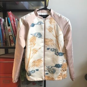 Zara pink floral bomber jacket
