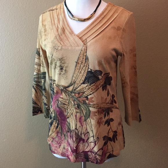 Coldwater Creek Tops - Coldwater Creek side6/8 top 3/4 sleeve v-neck