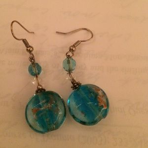 Aquamarine blown glass earrings