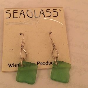 Green sea glass earrings