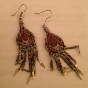 Beautiful purple tribal knot earrings