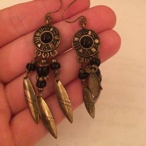 Black tribal style earrings