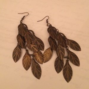Large leaf print earrings