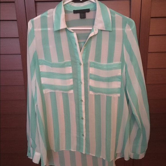 Stripped button down top
