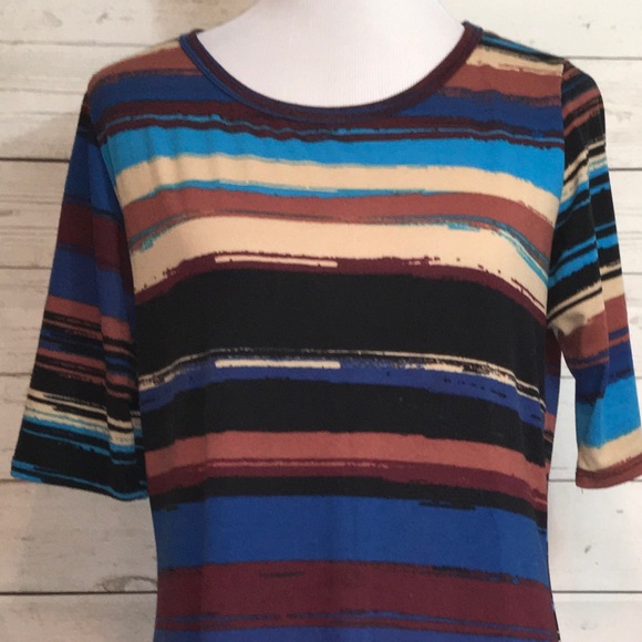 LuLaRoe Julia L Multicolored Stripes Design - Picture 1 of 4