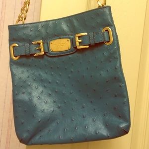 Ostrich Leather Michael Kors crossbody , teal blue