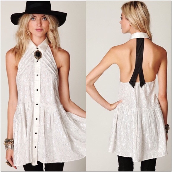 Free People Tuxedo Dress Navy NWOT