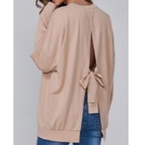 Bowknot Open Back Sweatshirt