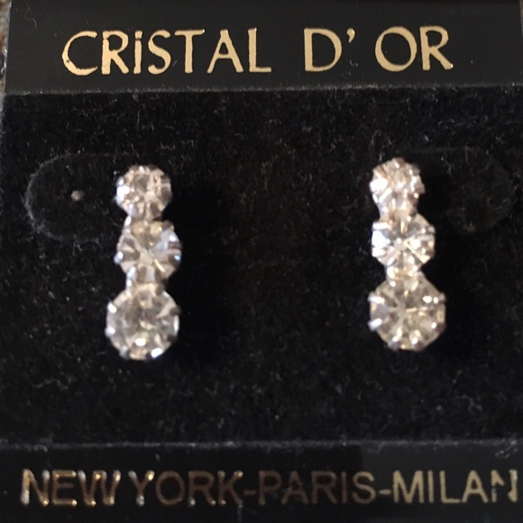 Cristal D'OR Jewelry - CRISTAL D'OR STACKED DIAMOND-LIKE EARRINGS