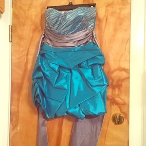 Trixxi Strapless Zebra Sequined Poofy Dress