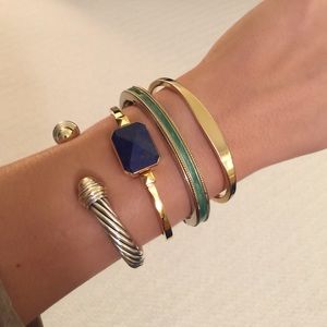 Gold & Green Snap-on Bracelet