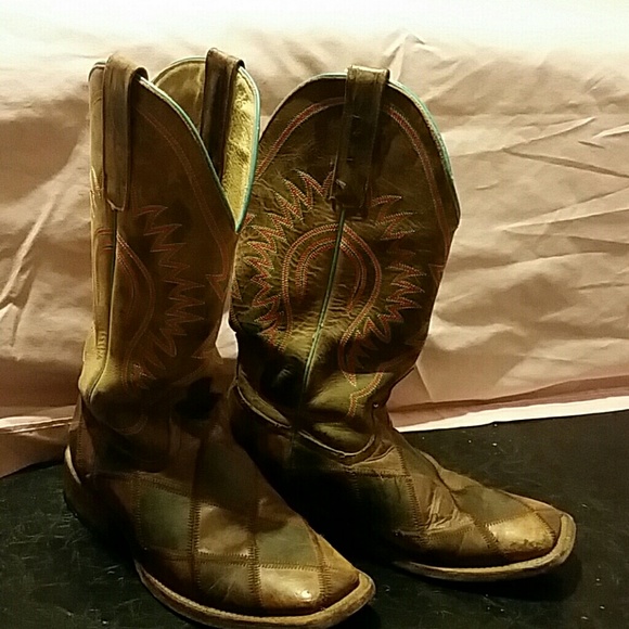 Decorative checkered cowboy boots