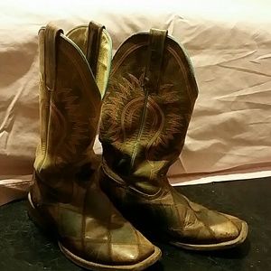 Decorative checkered cowboy boots