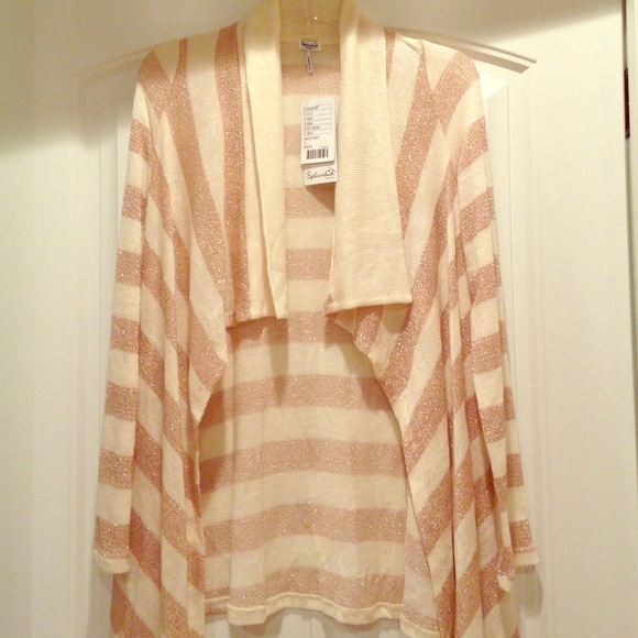 Anthropologie Gold and Cream Long Sleeve Cardigan