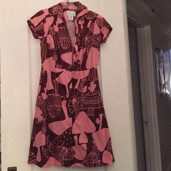 Pink and brown cap sleeve dress