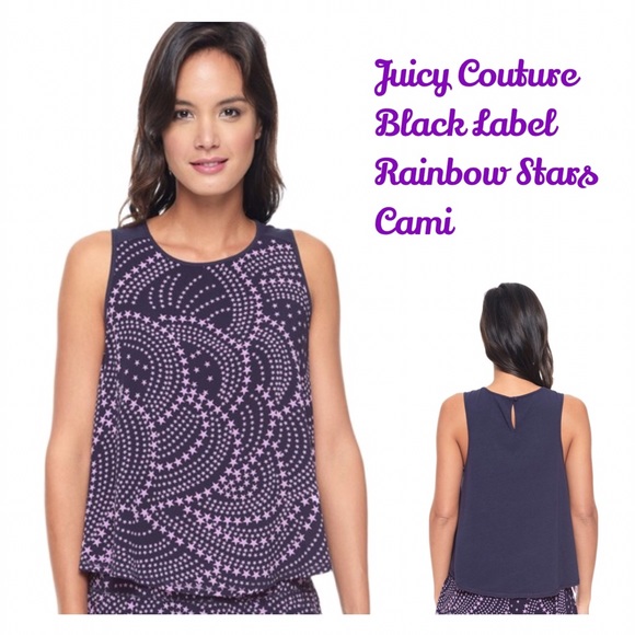 JUICY COUTURE Voile Stars Rayon Camisole Top in Purple NWT Size X-Large