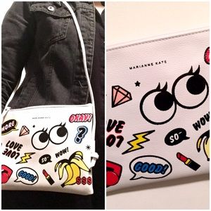 Trendy White Emoji Shoulder Strap Bag