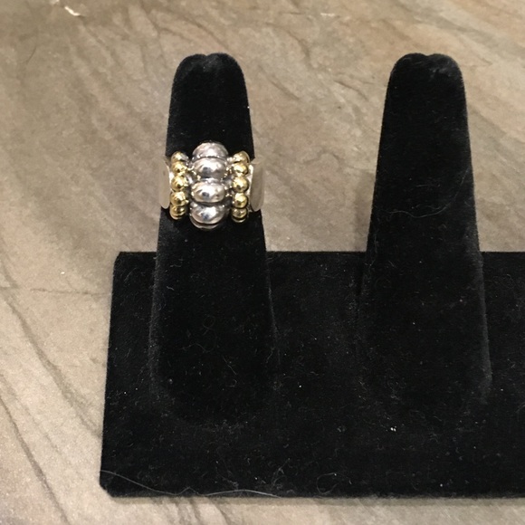 Lagos Cavier Sterling Silver w/ Gold Ring