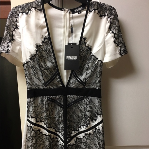 Plunge dress with lace details