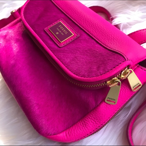 SALE💕 hot pink calf leather cross body