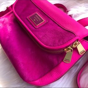 SALE💕 hot pink calf leather cross body