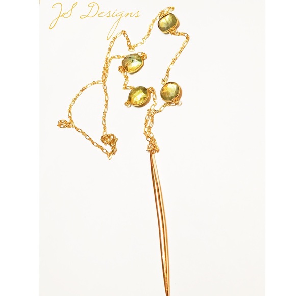 One of a Kind Gold Spike and Gemstone Necklace - Picture 2 of 2