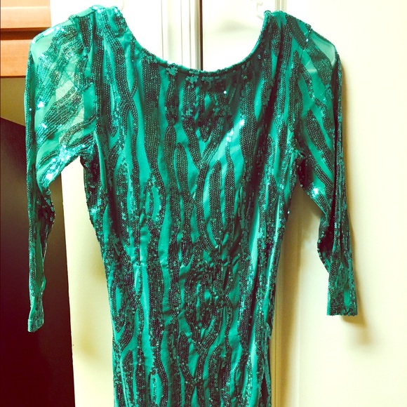 Green sequins holiday dress