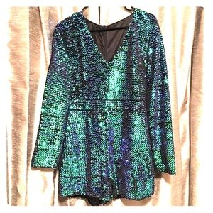 Mermaid green sequin romper
