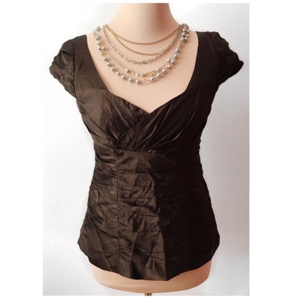 Nanette Lepore Tops - Nanette Lepore silk ruched gathered bodice top