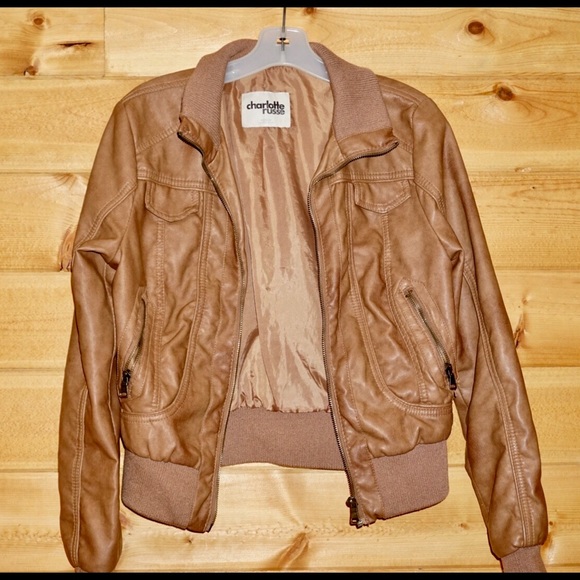 Charlotte Russe Jackets & Blazers - Charlotte Russe Tan Pleather Jacket