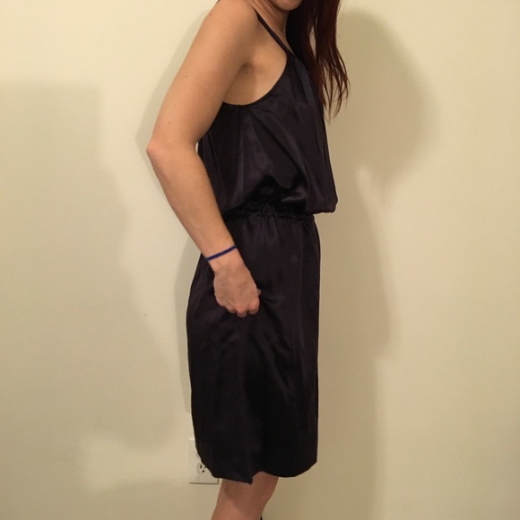 BCBGMaxAzria Navy Satin Silk Sleeveless Dress - Picture 4 of 4