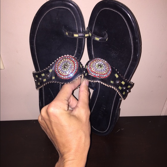 Vaneli Flat Sandals w/ Round Beaded Embellishment