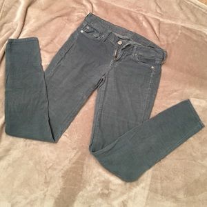 7 For All Mankind teal corduroy skinny pants