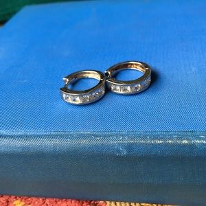 Vintage Sterling CZ Mini Hoops