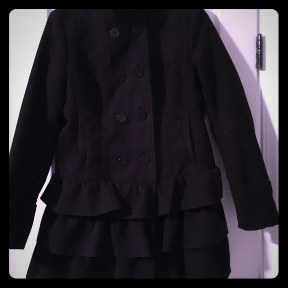 Black ruffle coat