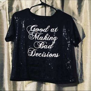 Sequin graphic crop top