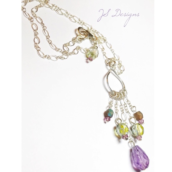 Stunning Sterling Silver Cluster Charm Necklace - Picture 2 of 2