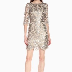 Calvin Klein 1/2 Sleeve Gold Sequins Sheath Dress