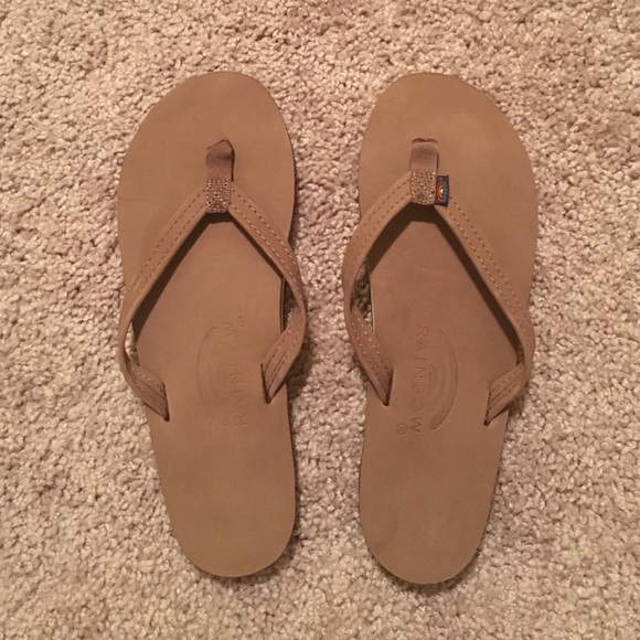 Rainbow sandals narrow strap dark brown