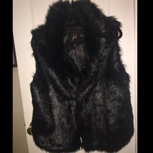 Black fux fur coat